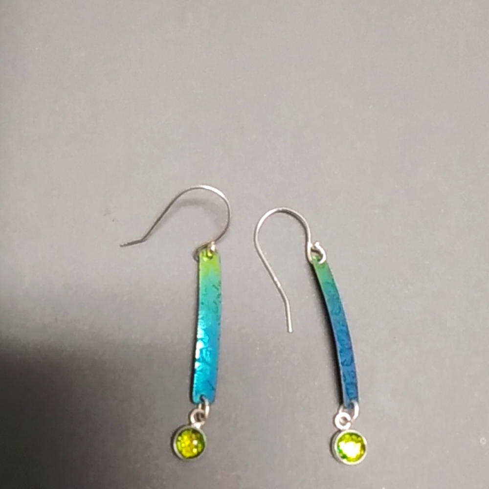 Holly Yashi blue-green niobium earrings